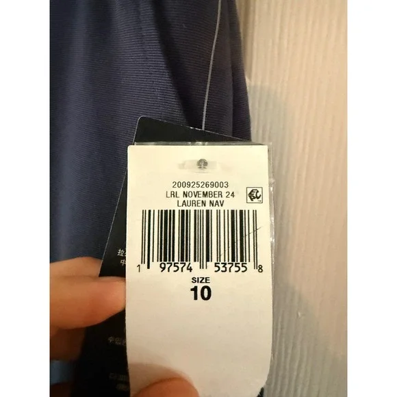 Lauren Ralph Lauren Navy Faille Cargo Pants High Rise Straight Leg 10 NWT 658381 - Picture 4 of 5